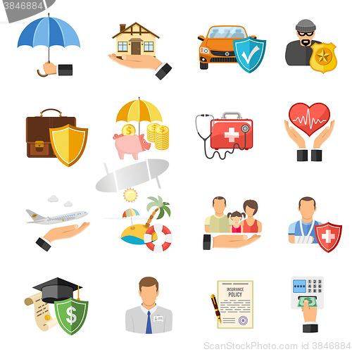 Image of Insurance Flat Icons Set