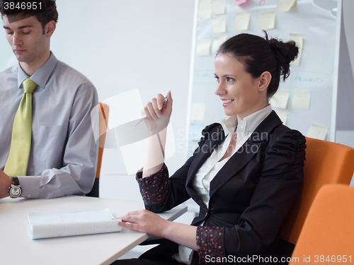Image of group of young business people  on meeting at modern startup off