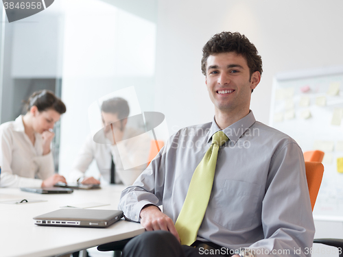 Image of group of young business people  on meeting at modern startup off