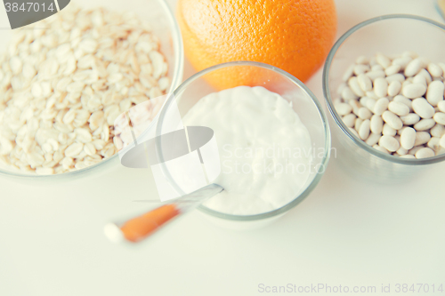 Image of close up of food ingredients on table