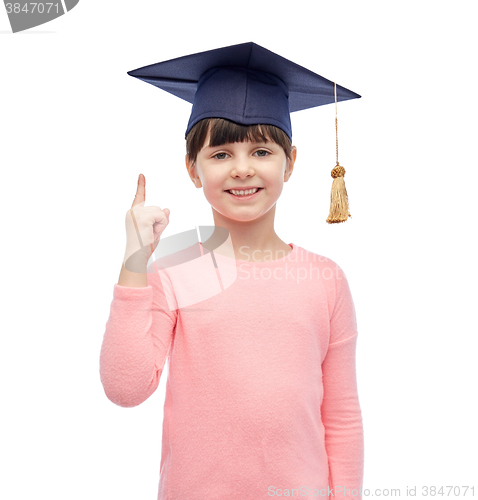 Image of happy girl in bachelor hat or mortarboard