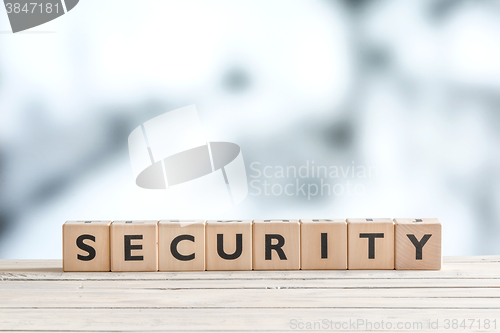 Image of Security sign made of wooden cubes