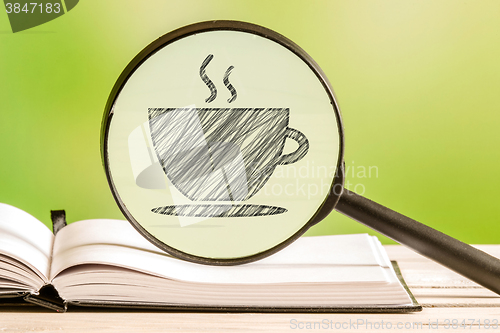 Image of Coffee search with a pencil drawing