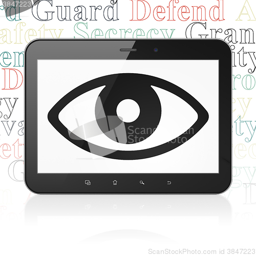 Image of Protection concept: Tablet Computer with Eye on display