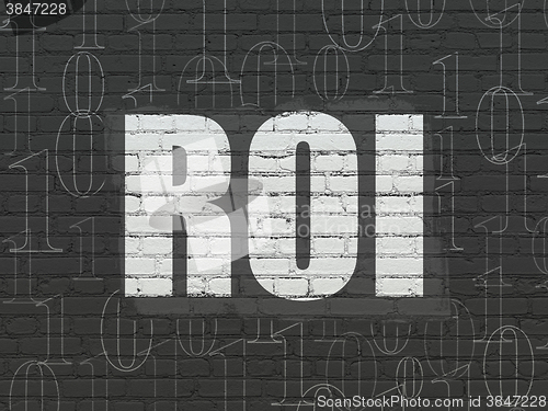 Image of Finance concept: ROI on wall background