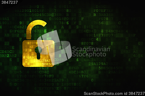 Image of Security concept: Opened Padlock on digital background