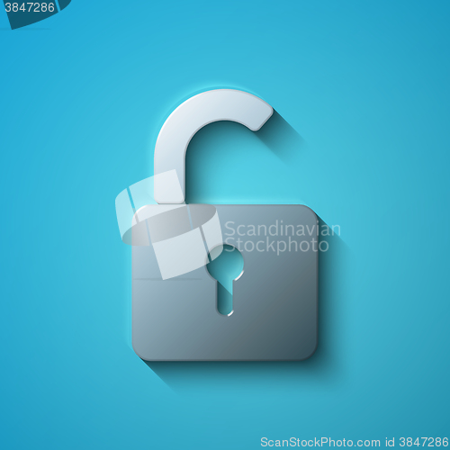 Image of Safety concept: flat metallic Opened Padlock icon, vector