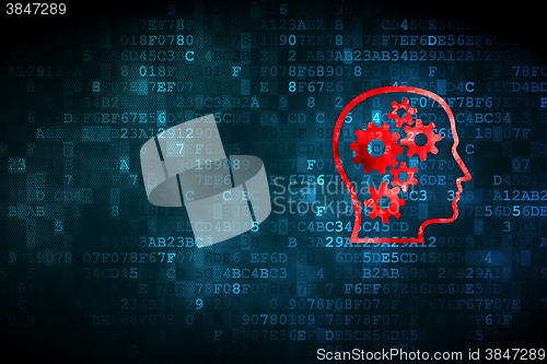 Image of Business concept: Head With Gears on digital background