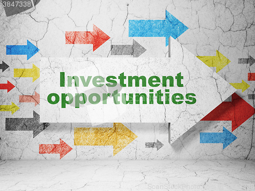 Image of Business concept: arrow with Investment Opportunities on grunge wall background