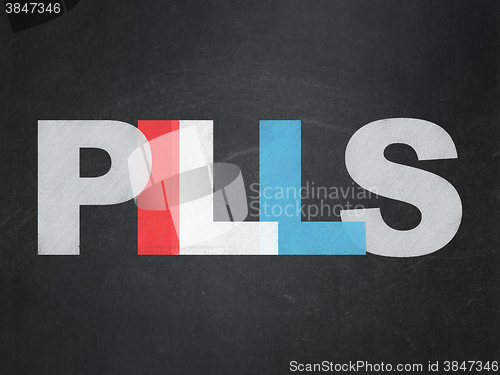 Image of Healthcare concept: Pills on School Board background