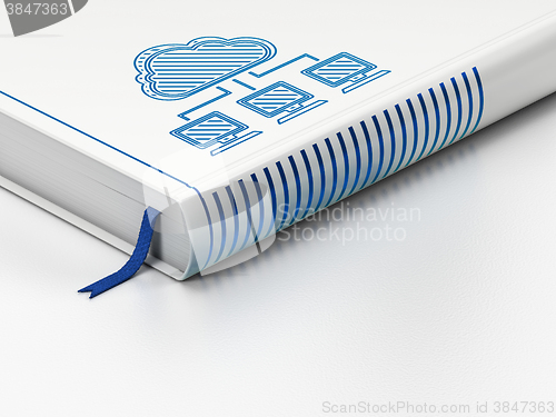 Image of Cloud networking concept: closed book, Cloud Network on white background