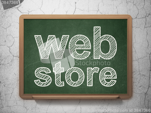 Image of Web development concept: Web Store on chalkboard background