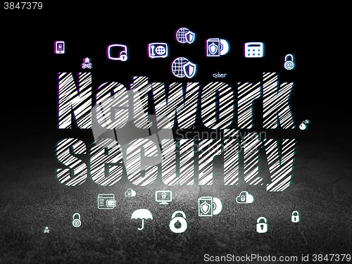Image of Security concept: Network Security in grunge dark room