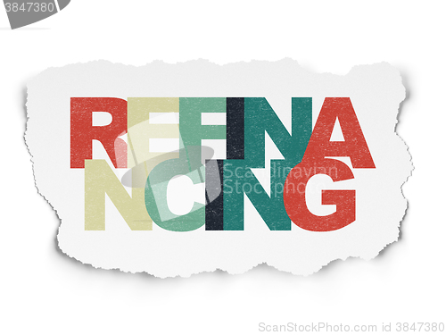 Image of Business concept: Refinancing on Torn Paper background