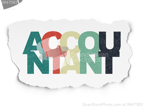 Image of Money concept: Accountant on Torn Paper background