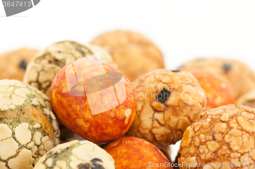 Image of Japanese sweets beans (nuts) with colored sugar coat,