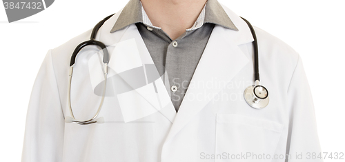 Image of Close up of male doctor with stethoscope