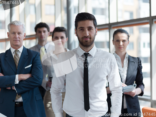 Image of portrait of business people group at modern office