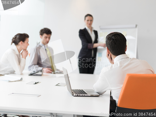 Image of group of young business people  on meeting at modern startup off
