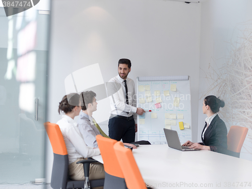 Image of group of young business people  on meeting at modern startup off