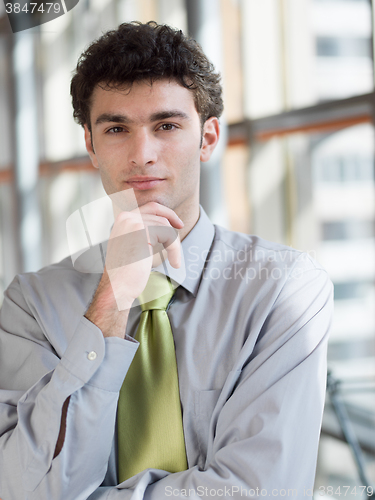 Image of portrait of young business man at modern office