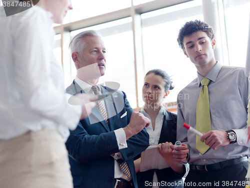Image of business leader making presentation and brainstorming