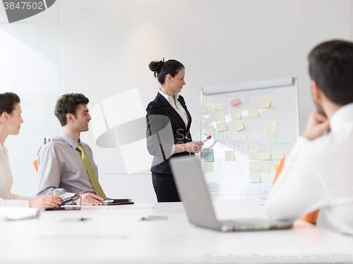 Image of group of young business people  on meeting at modern startup off