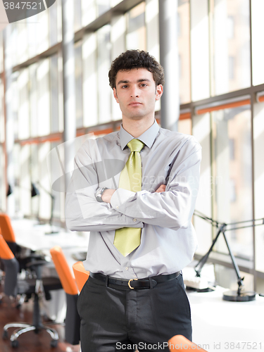 Image of portrait of young business man at modern office