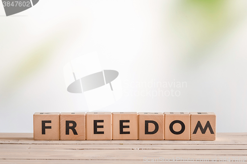 Image of Freedom sign in bright environment