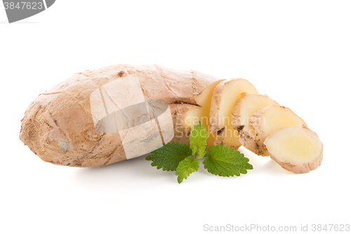 Image of Ginger root on white