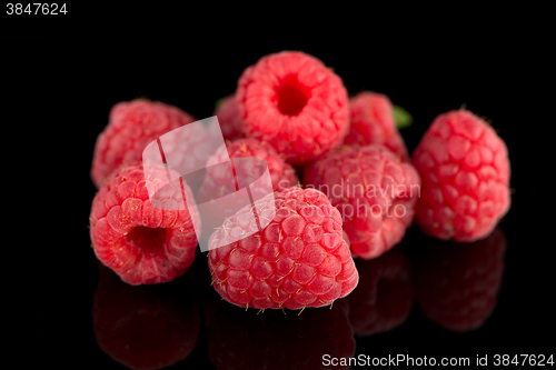 Image of Raspberries with leaves