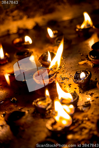 Image of Burning candles in the Indian temple.