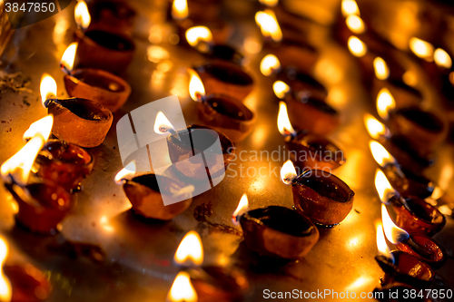 Image of Burning candles in the Indian temple.