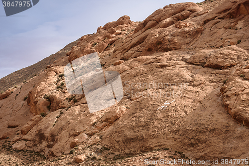 Image of Berber Sign on the rock in Atlas Mountains, Morocco