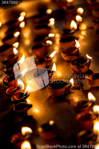 Image of Burning candles in the Indian temple.