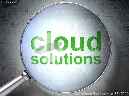 Image of Cloud networking concept: Cloud Solutions with optical glass