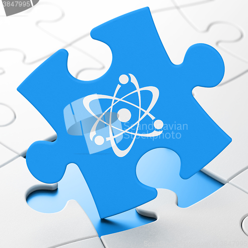 Image of Science concept: Molecule on puzzle background