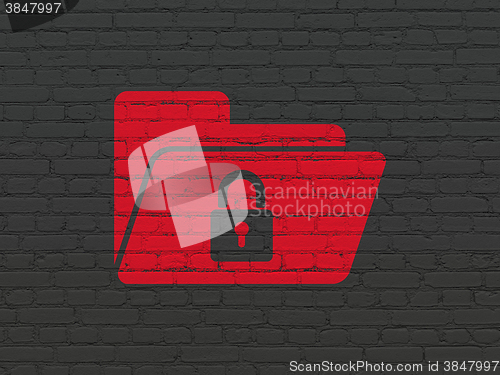 Image of Business concept: Folder With Lock on wall background