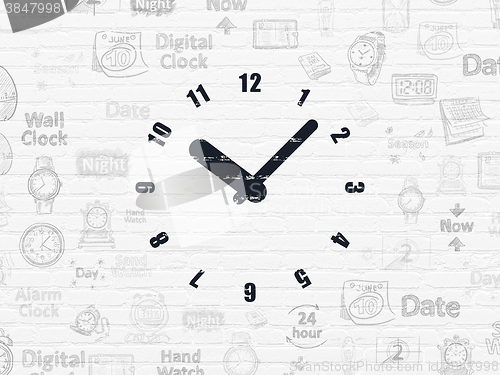 Image of Time concept: Clock on wall background