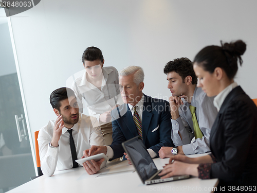 Image of business people group on meeting at modern startup office