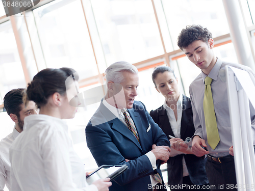 Image of business leader making presentation and brainstorming