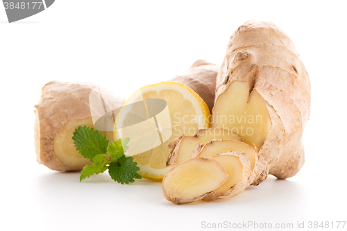 Image of Ginger root on white