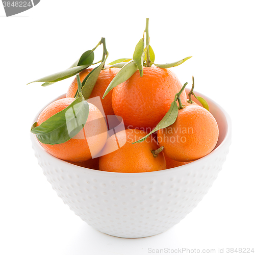 Image of Tangerines on ceramic white bowl 