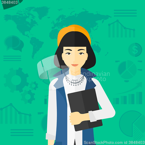 Image of Cheerful successful business woman.