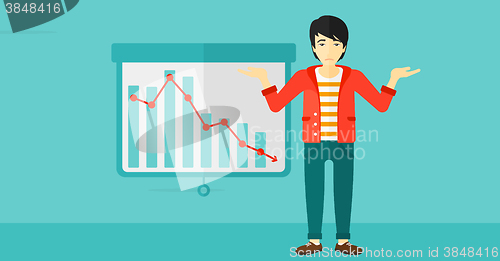 Image of Man with decreasing chart.