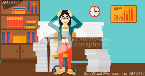 Image of Despair woman espair sitting in office.