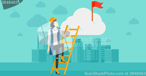 Image of Woman climbing the ladder.