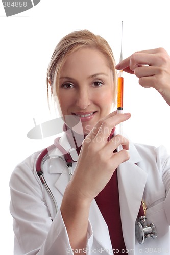 Image of Female doctor with medical syringe