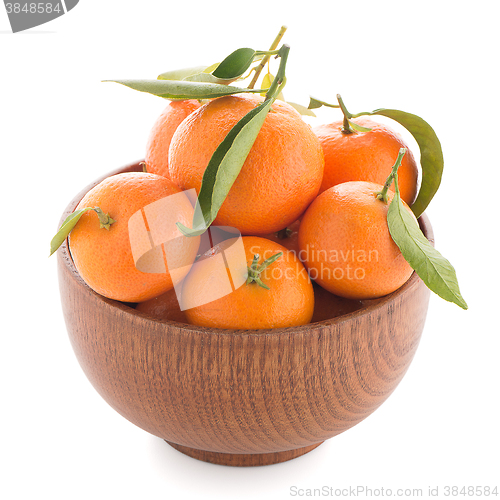 Image of Tangerines on wooden  bowl 