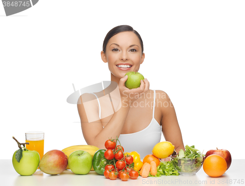 Image of woman with fruits and vegetables